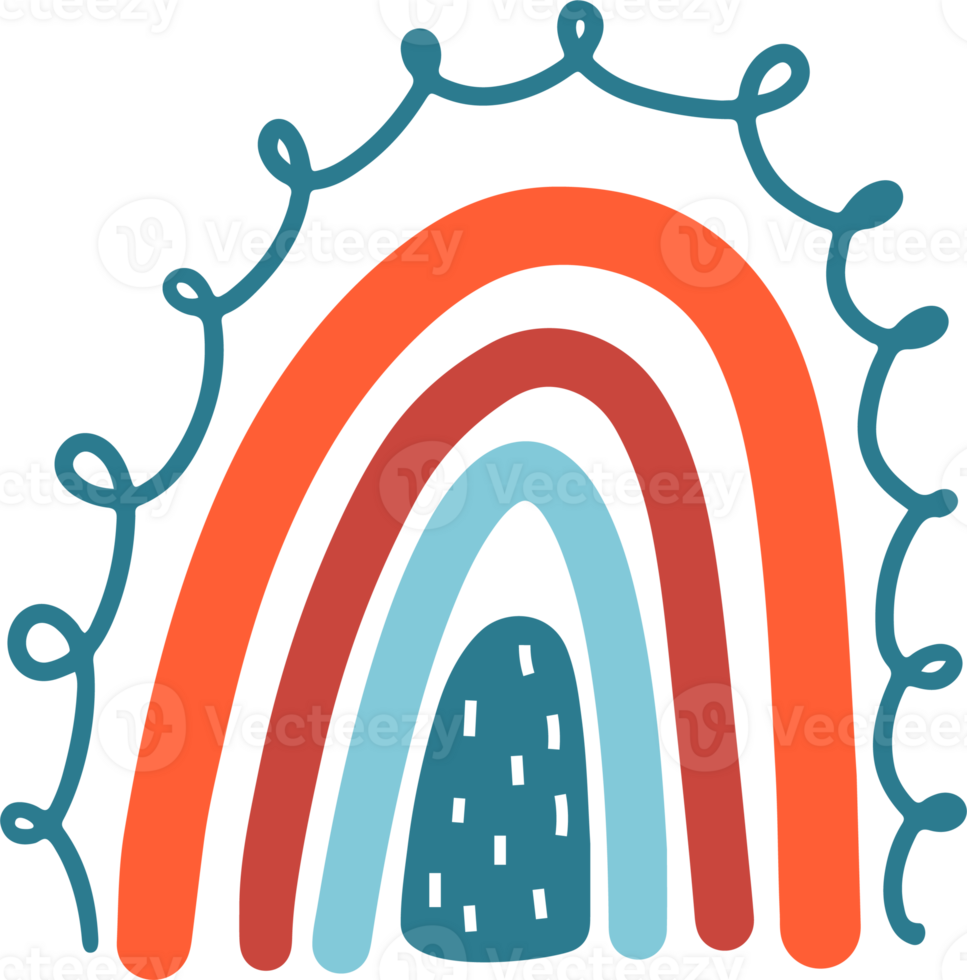 cute boho rainbow doodle png
