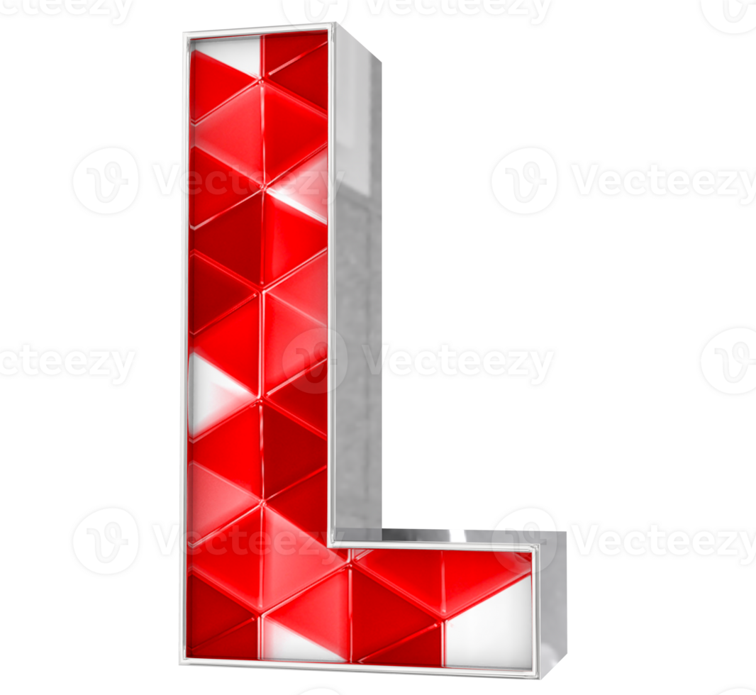 L Font 3D Render png