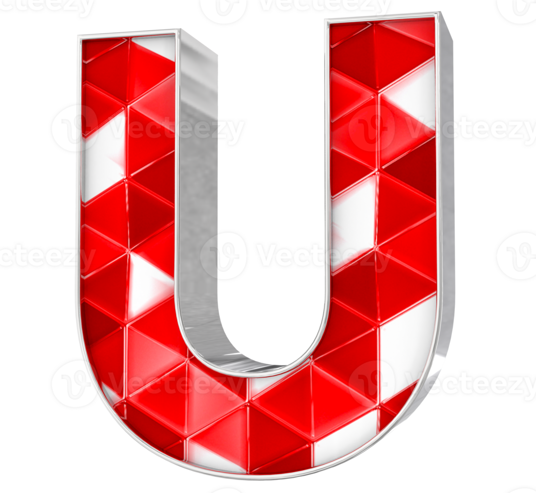 u font 3d rendere png