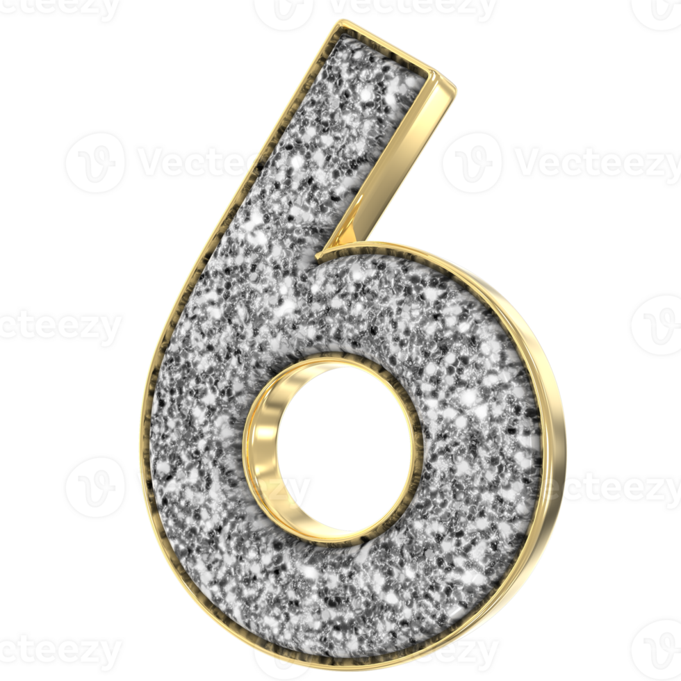 6 Silver And Gold 3D Render png