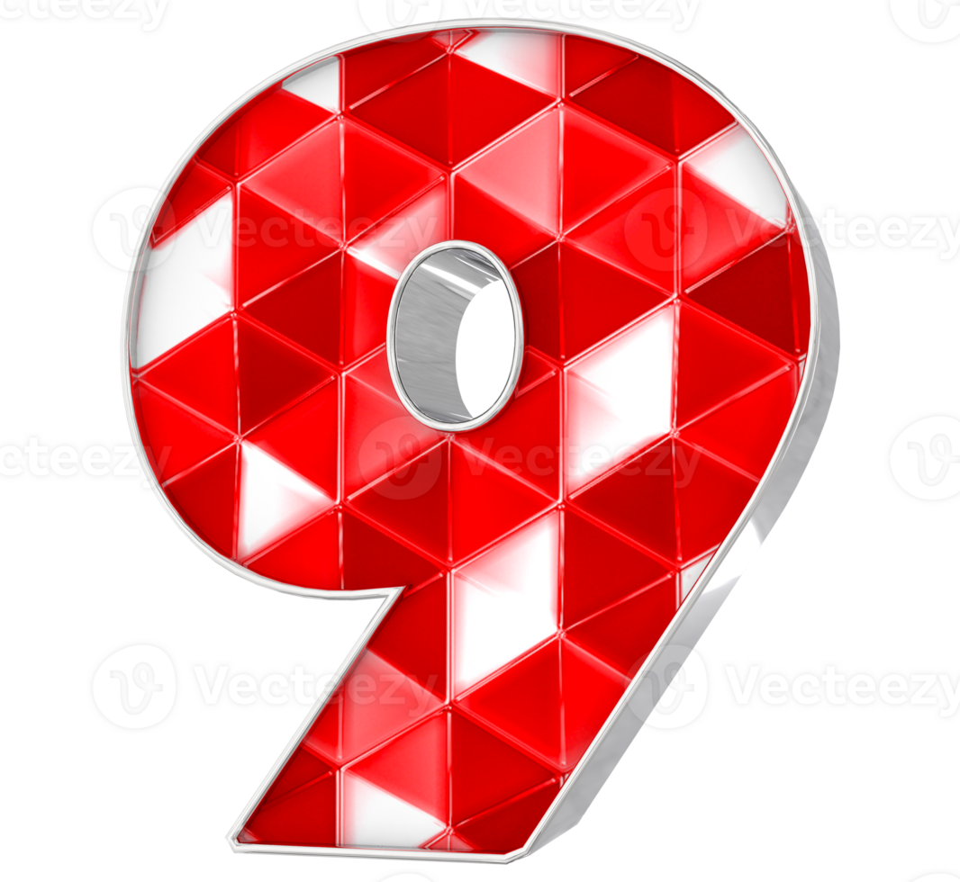 9 Number 3D Render png