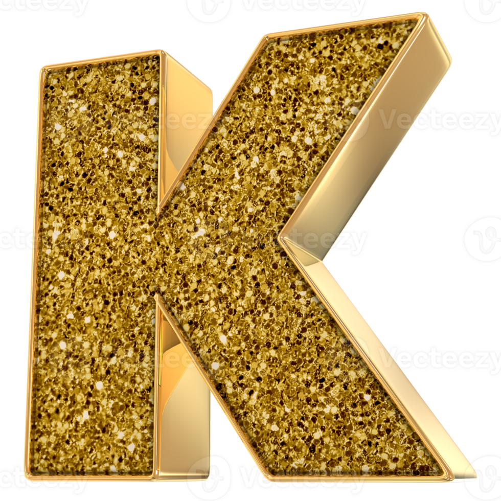 Gold K Letter 3D Render png