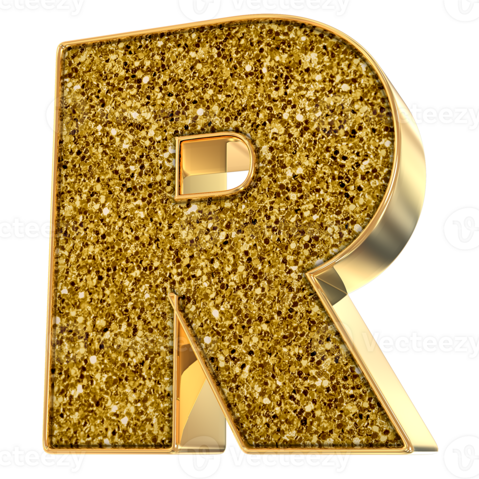 Gold R Letter 3D Render png