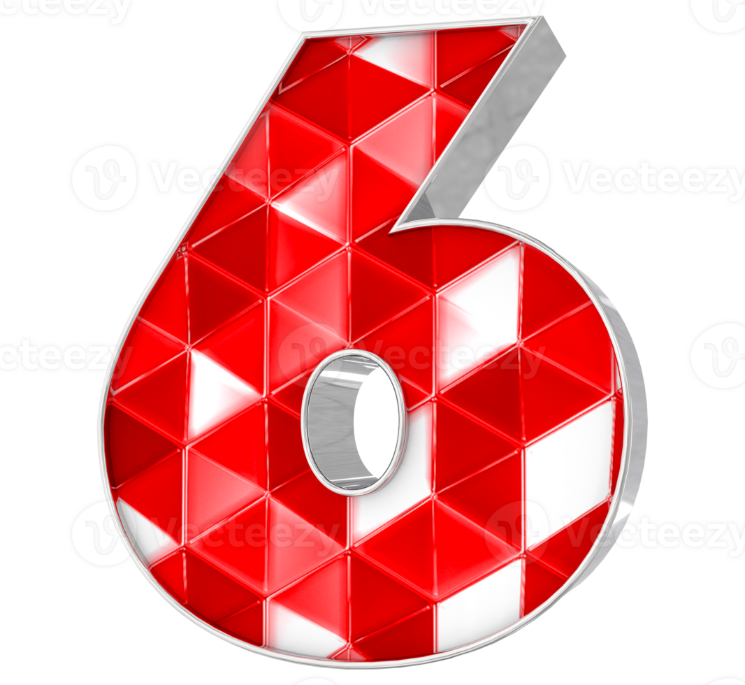 6 Number 3D Render png