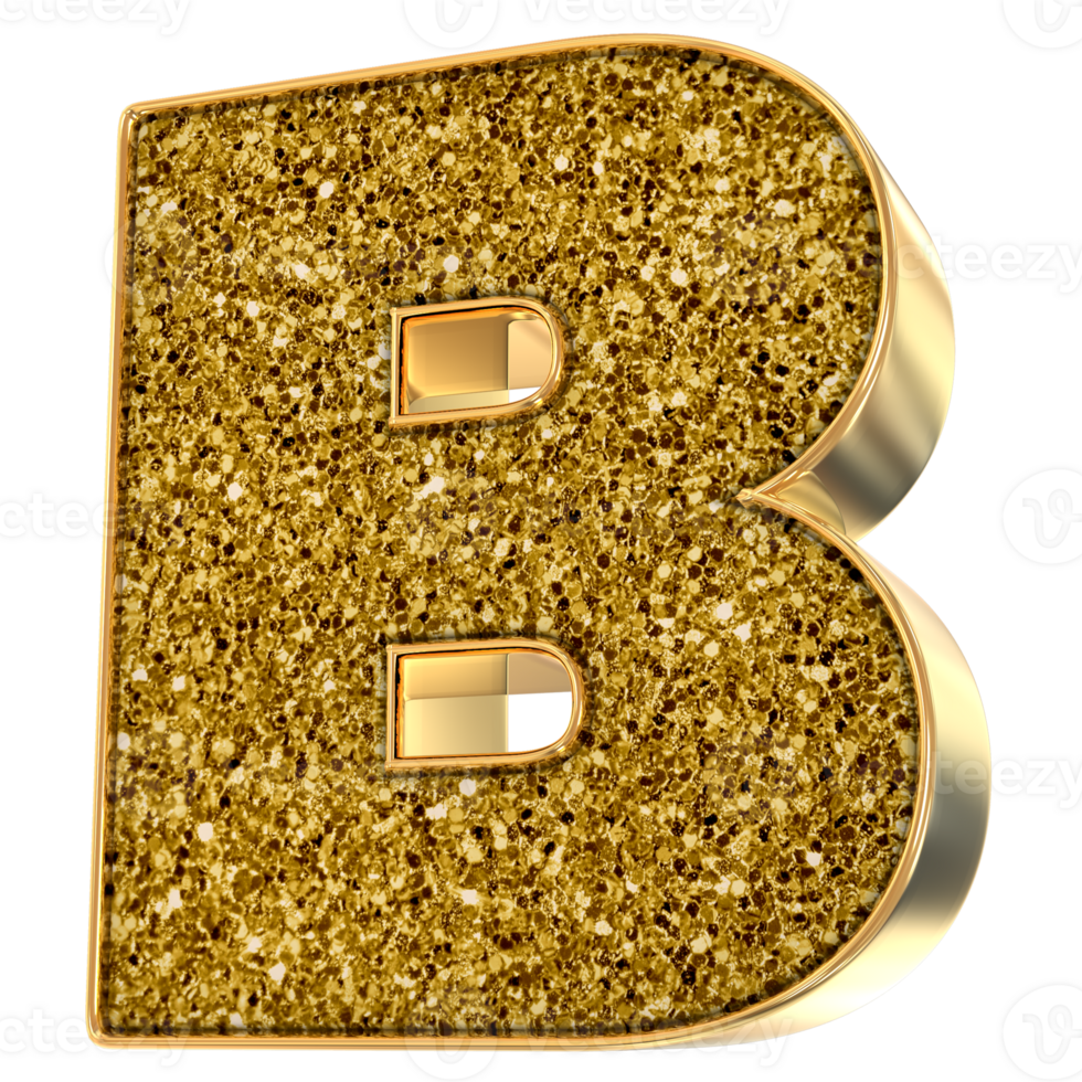 Gold B Letter 3D Render png