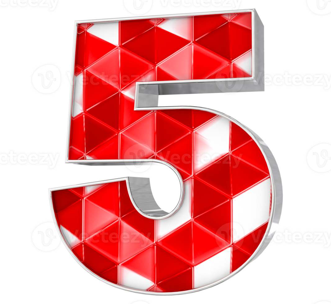 5 Number 3D Render png