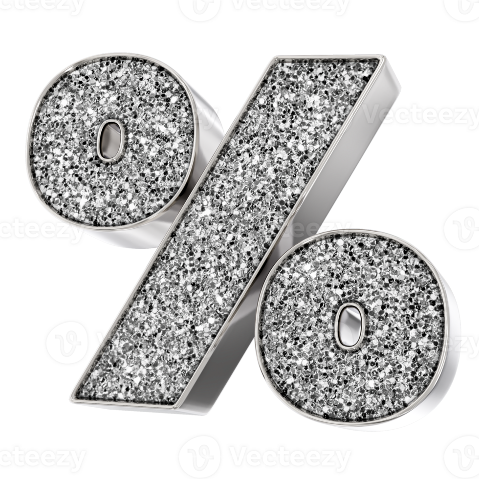 Silver Percent 3D Render png