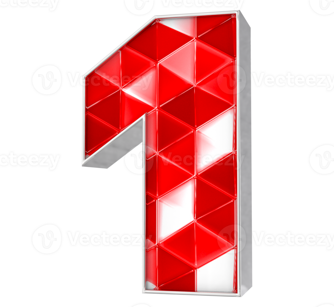 1 Number 3D Render png