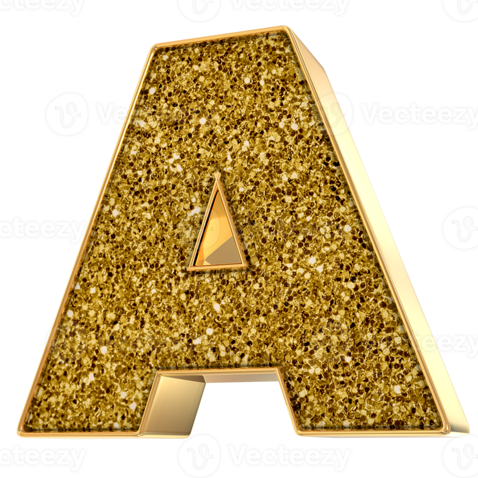 Gold A Letter 3D Render png