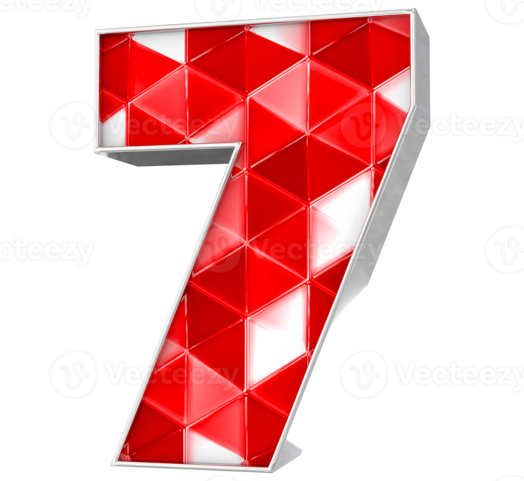 7 Number 3D Render png