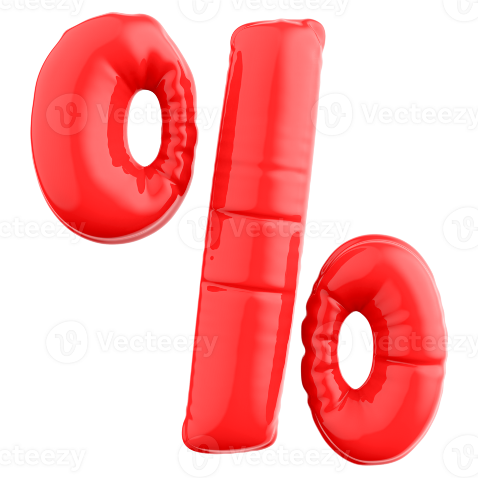 Percent Number Balloon 3D Render png