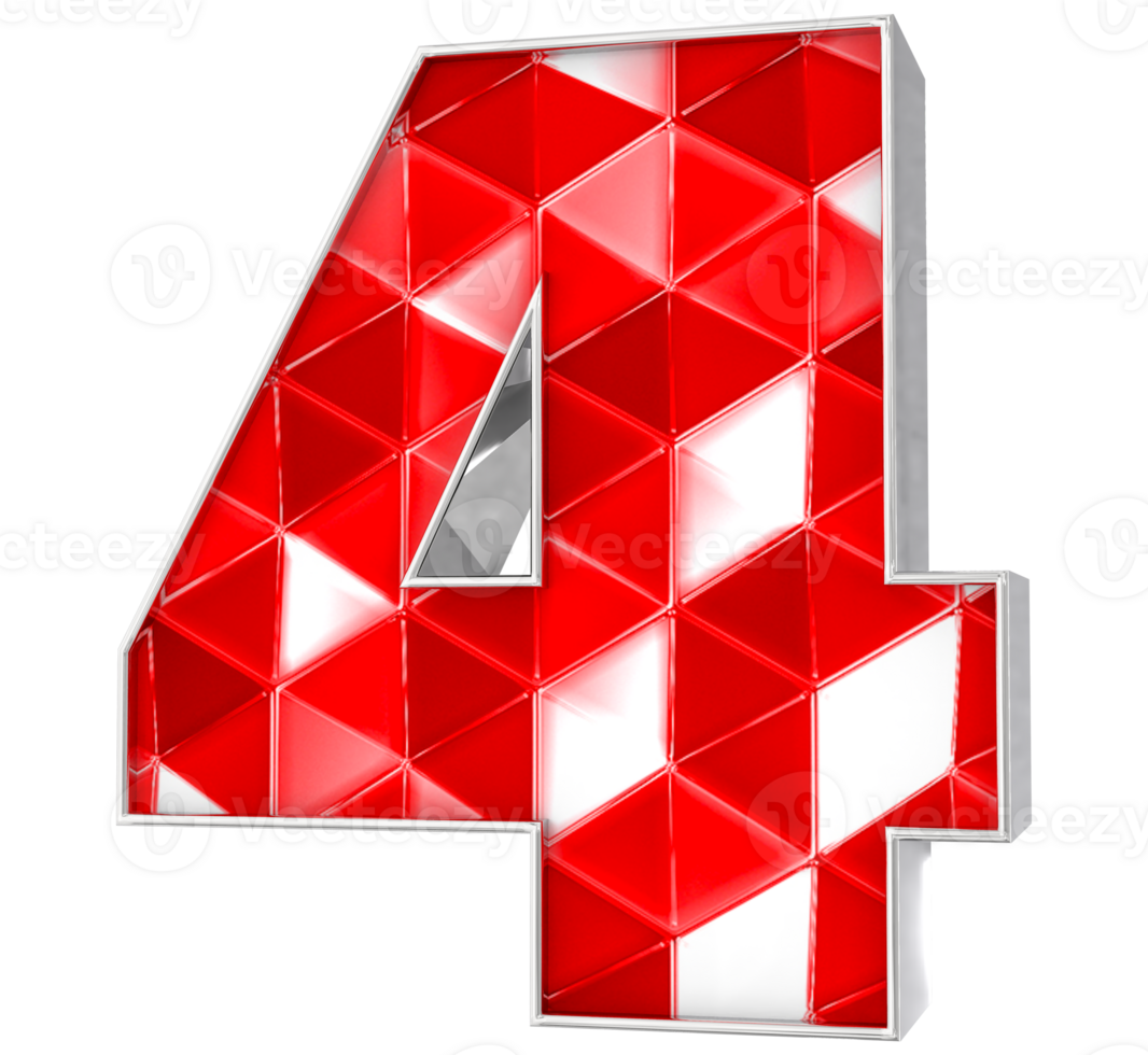 4 Number 3D Render png
