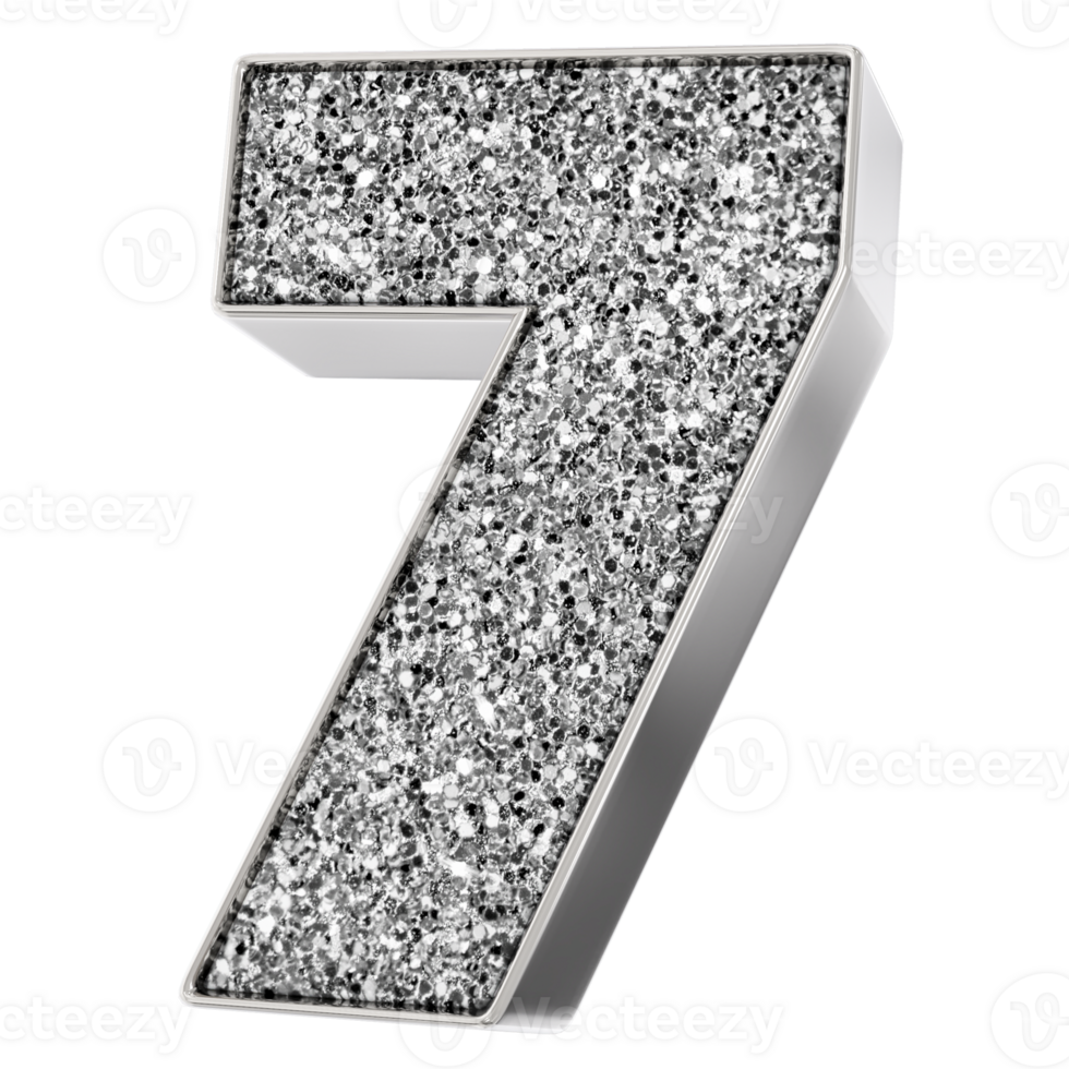 Silver Number 7 3D Render png