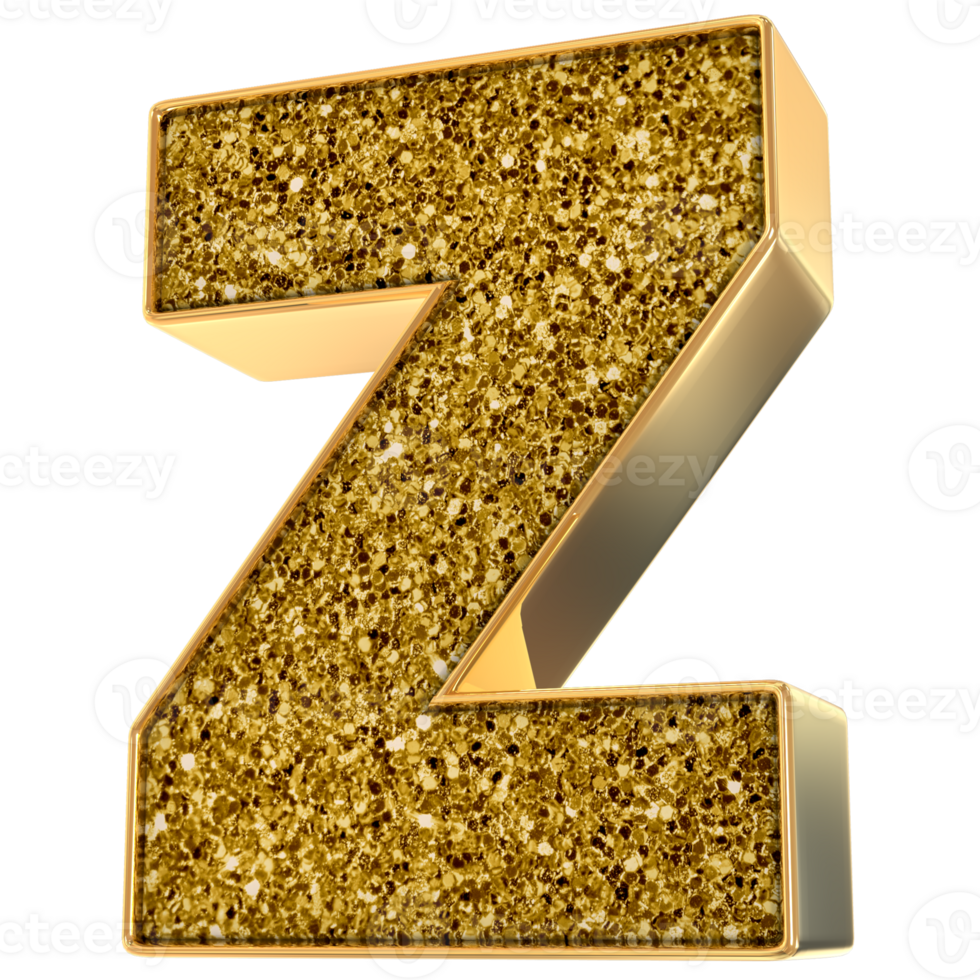 Gold Z Letter 3D Render png