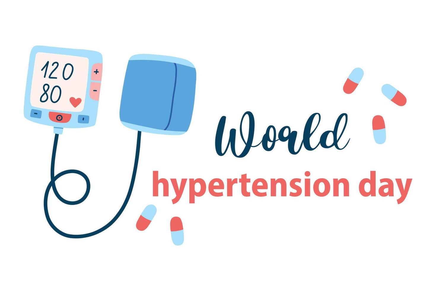 World Hypertension Day. Blood pressure measurement. Tonometer for measuring blood pressure. illustration. vector