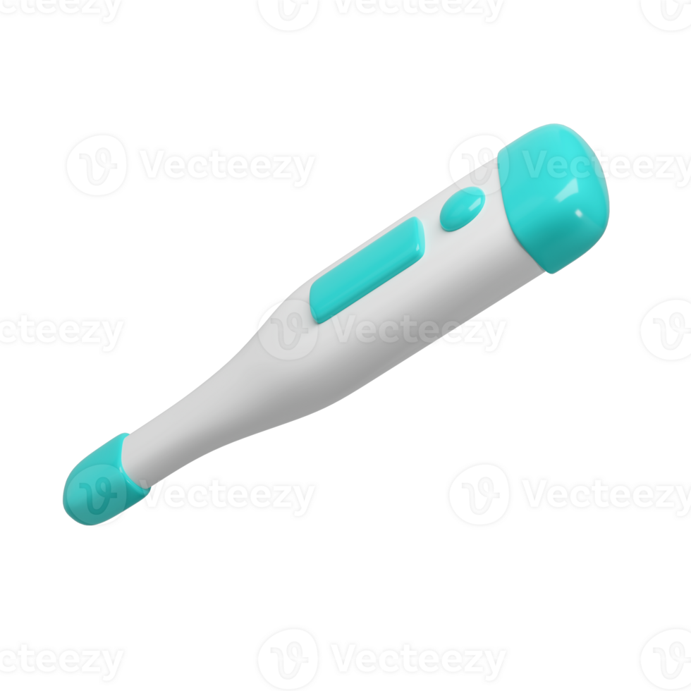 3d medical electronic thermometer icon. Rendering illustration of medical diagnostic instrument to temperature measurement. Cute cartoon design. Healthcare tool png