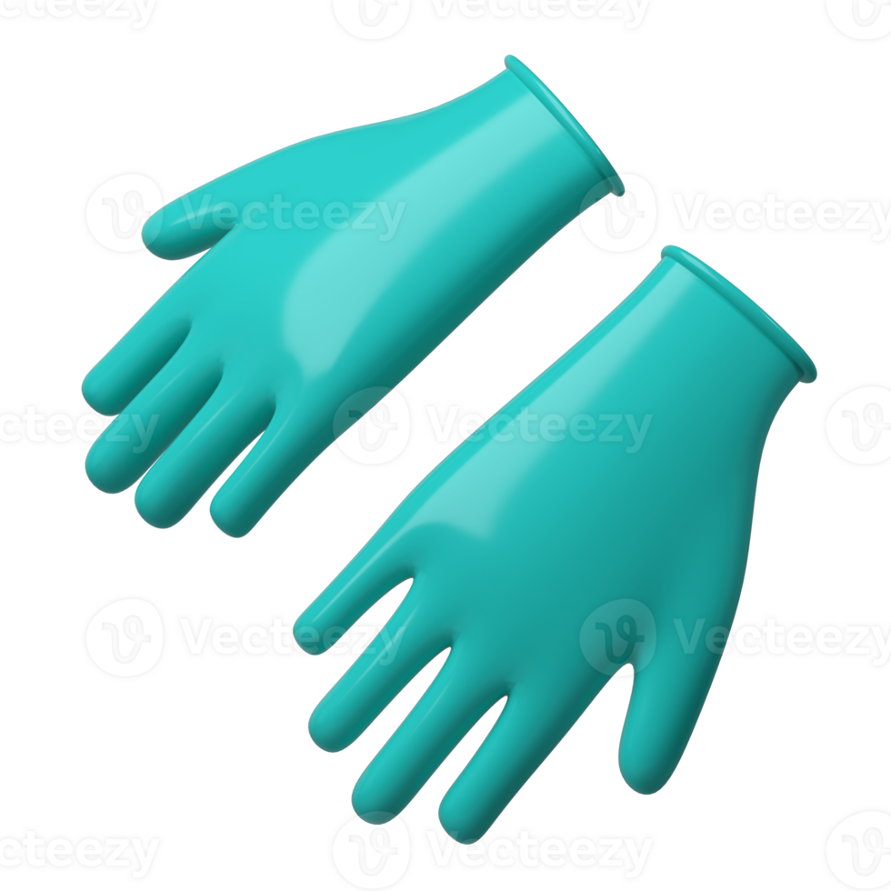 medisch latex handschoenen icoon. details turkoois 3d renderen illustratie Gezondheid zorg gereedschap png