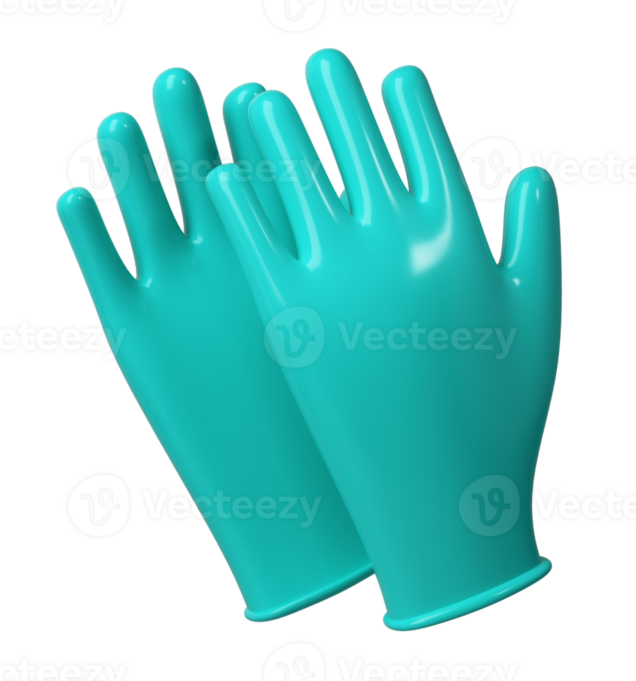 Medical latex gloves icon. Details turquoise 3d Rendering illustration Health care tool png
