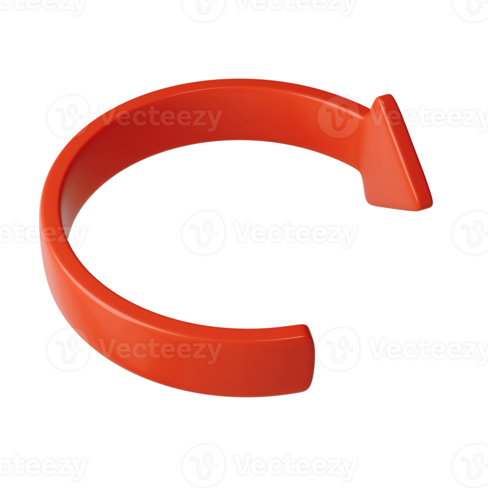 röd 3d cirkel pil riktning. pil tecken eller ikon för webb knapp och gränssnitt och navigering design illustration png