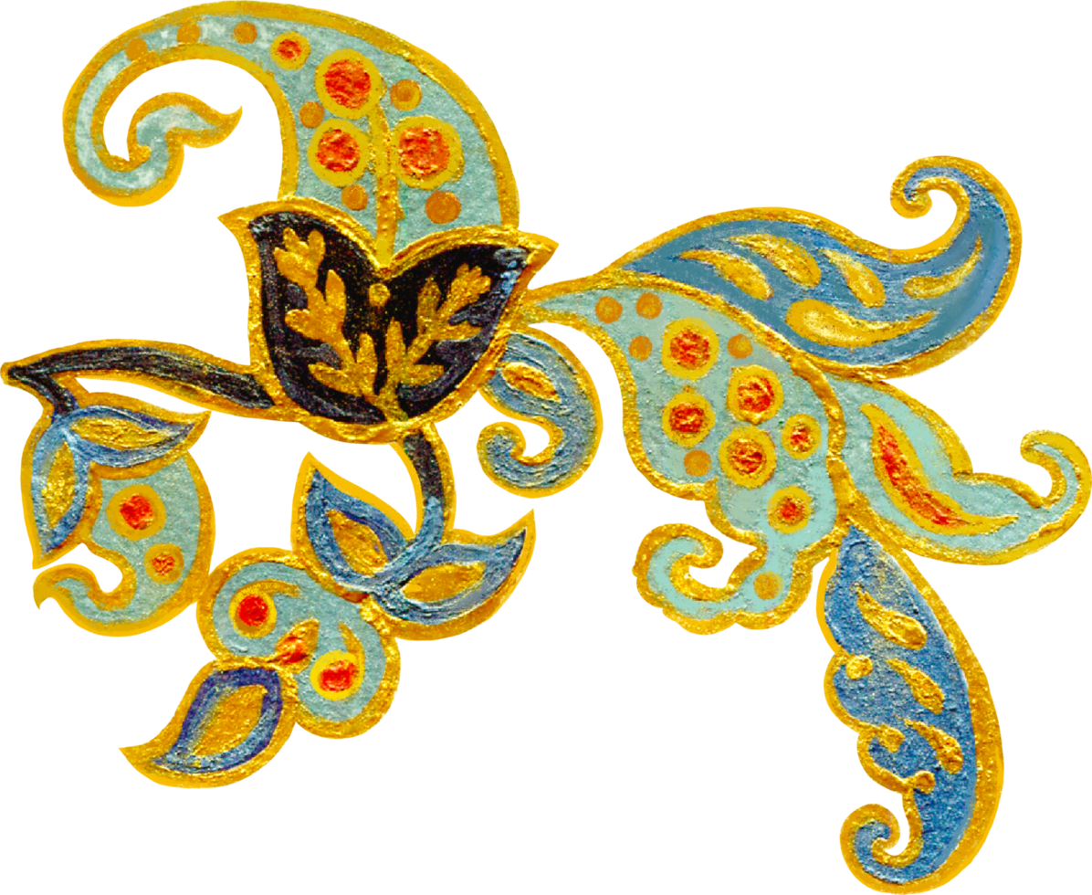 jacobean damask paisley golden luxury elements isolated png