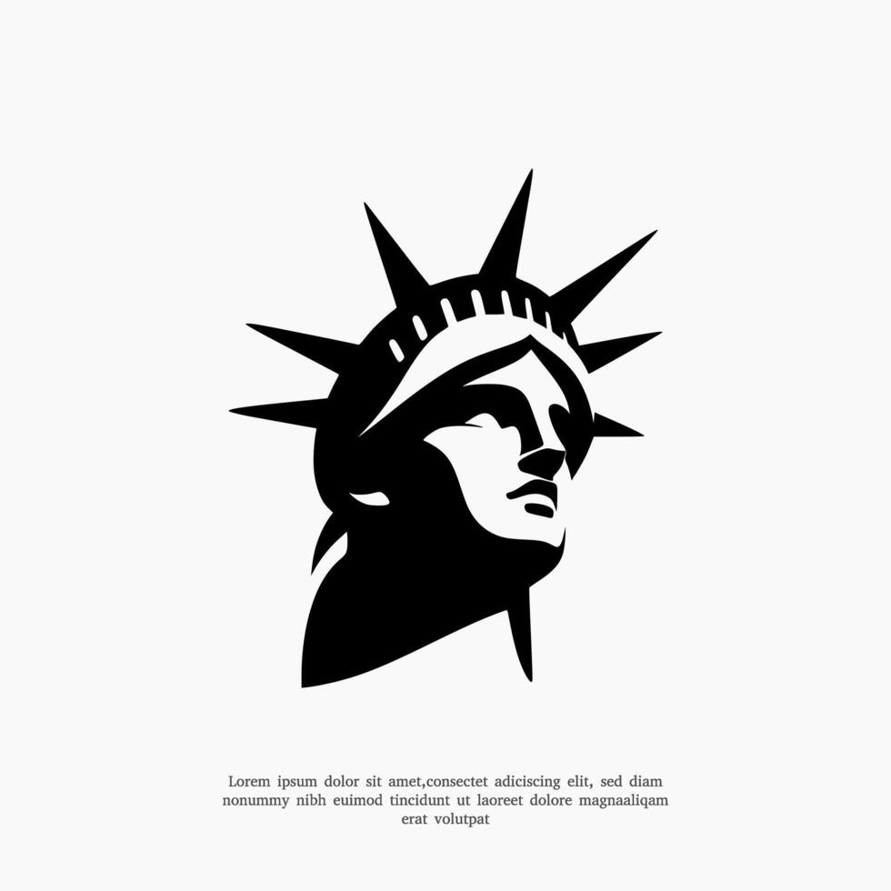 statue of liberty face logo silhouette design template vector