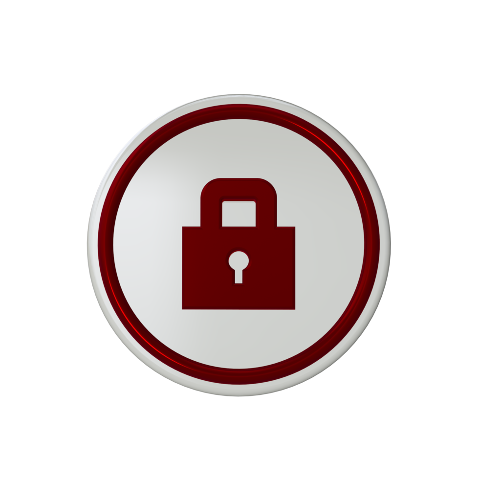 Lock icon with red material png
