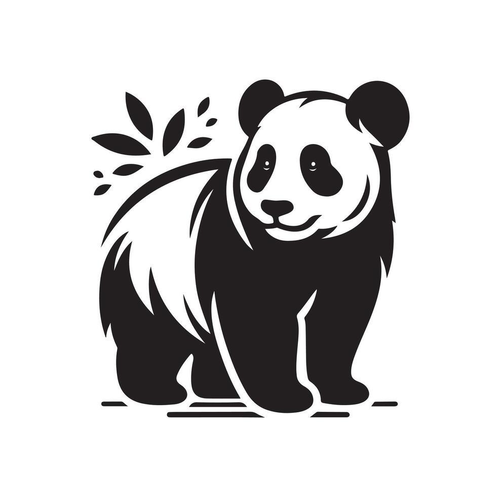 panda illustration design silhouette style vector
