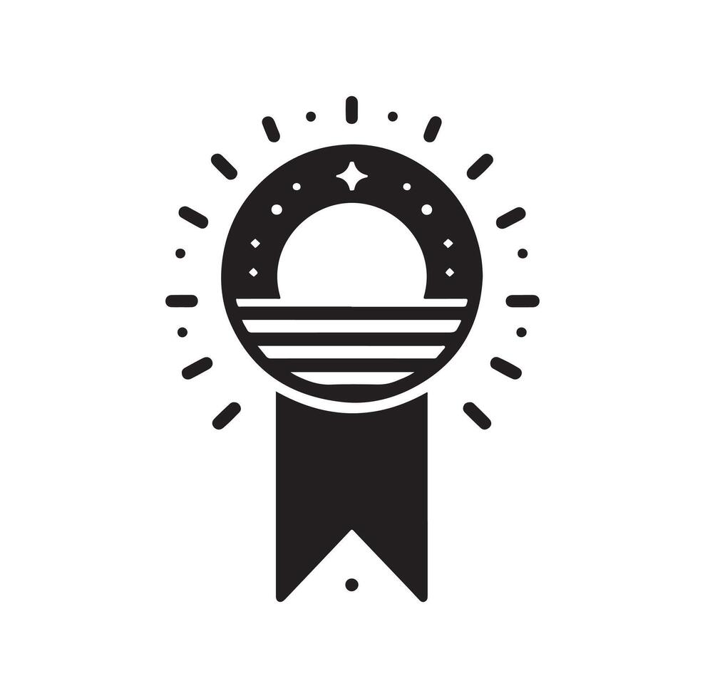 minimal award ribbon badge icon. guarantee or medal thin line. concept of minimal consumer control emblem or assurance vector