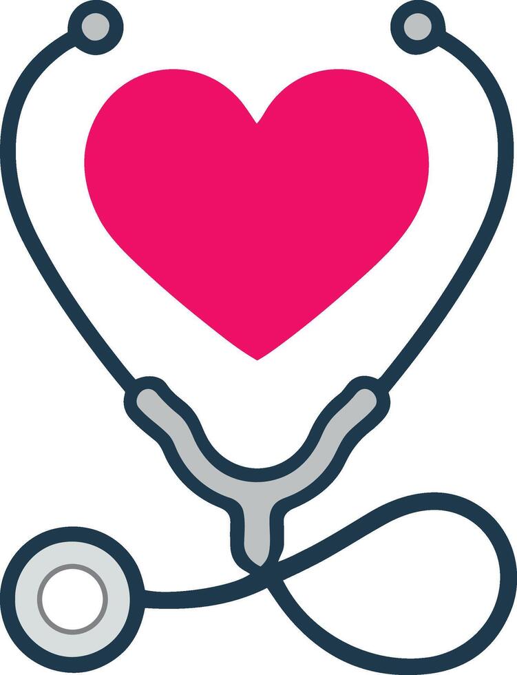 Minimalist stethoscope icon with heart shape. Health and medicine symbol illustration. vector