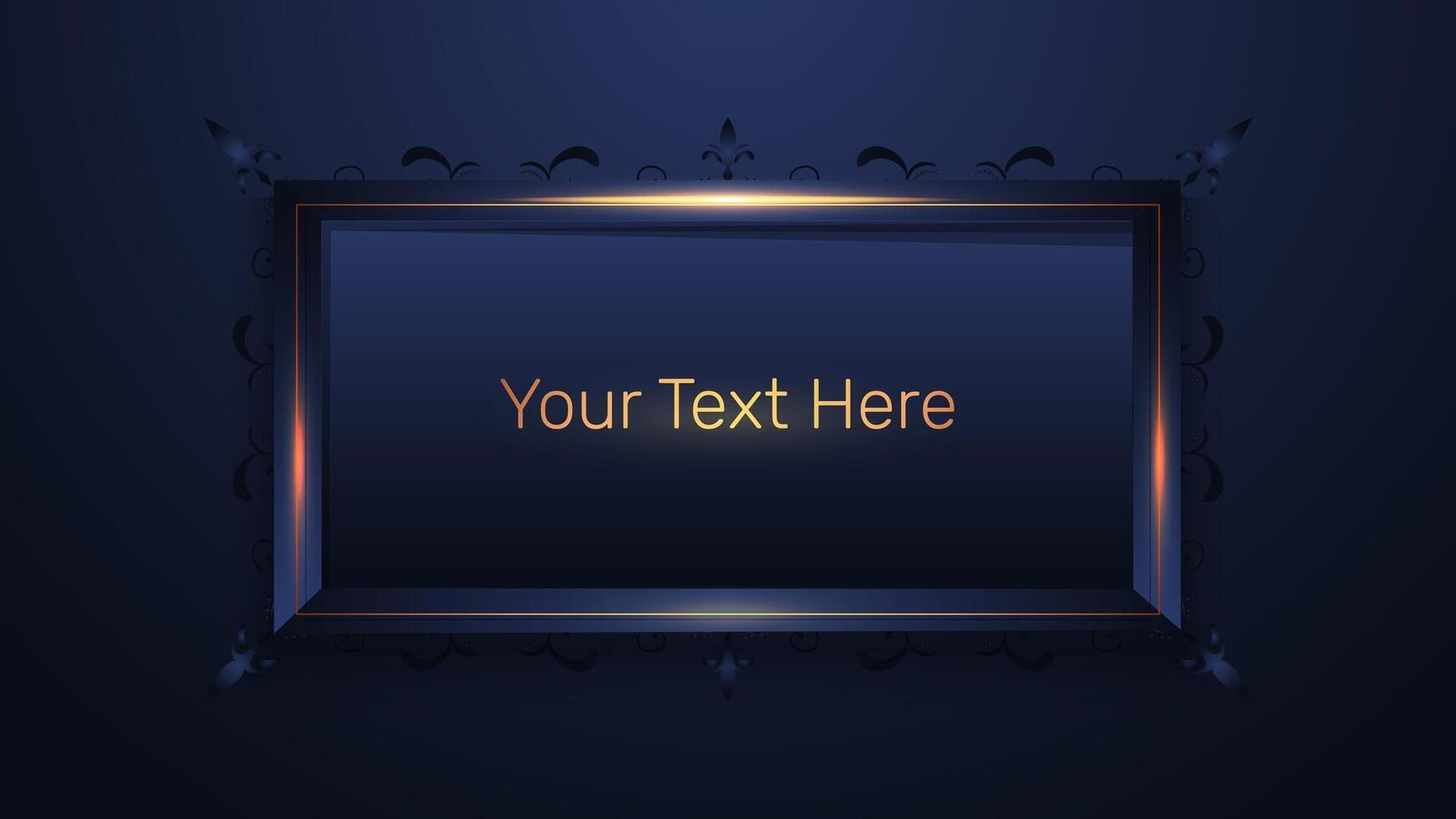 dark blue and gold frame design with copy space vector