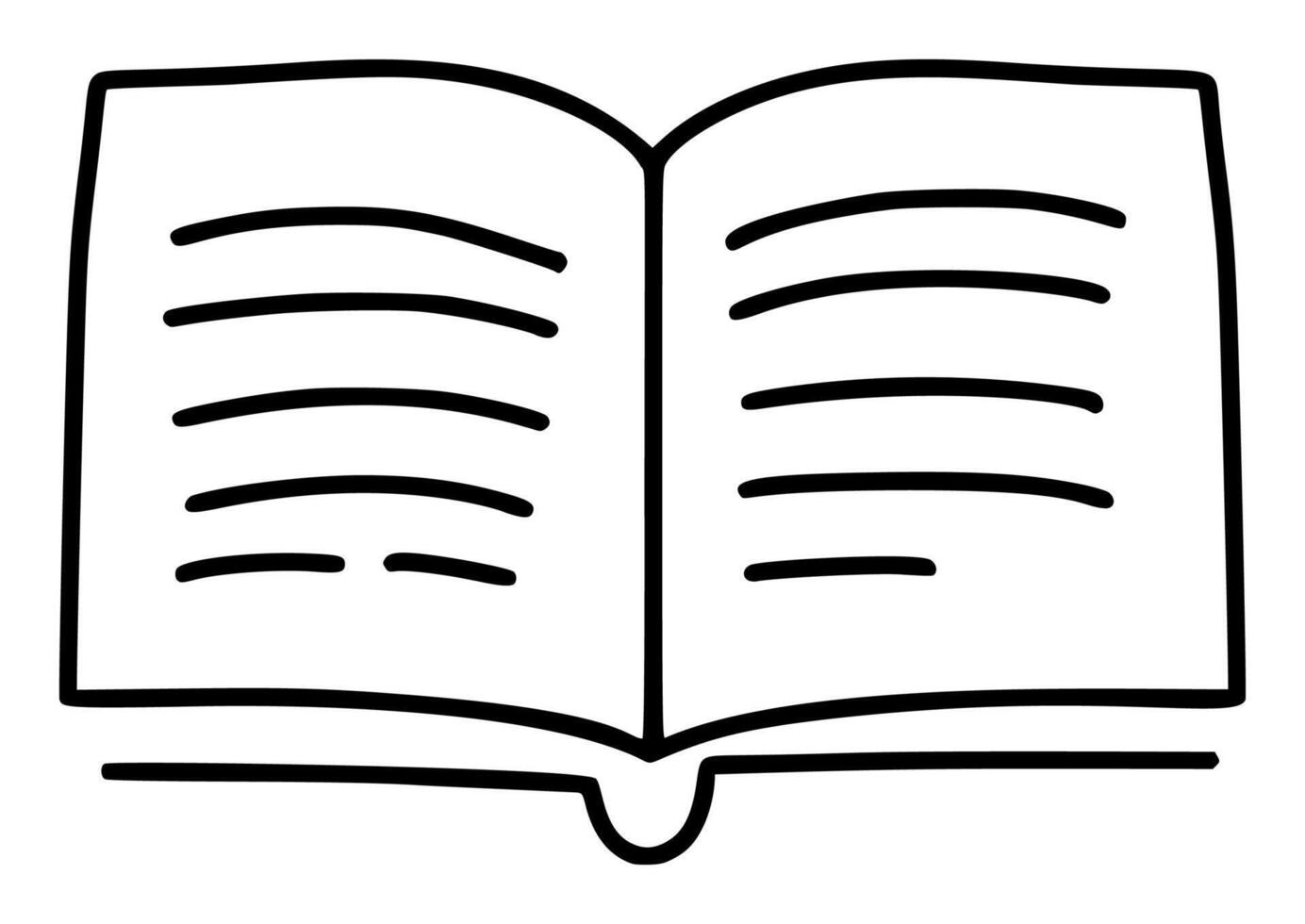 línea negro logo icono de abierto libro demostración líneas en paginas concepto de lectura, aprendiendo, escritura libro logo. ilustración para escuela, cursos, web diseño vector
