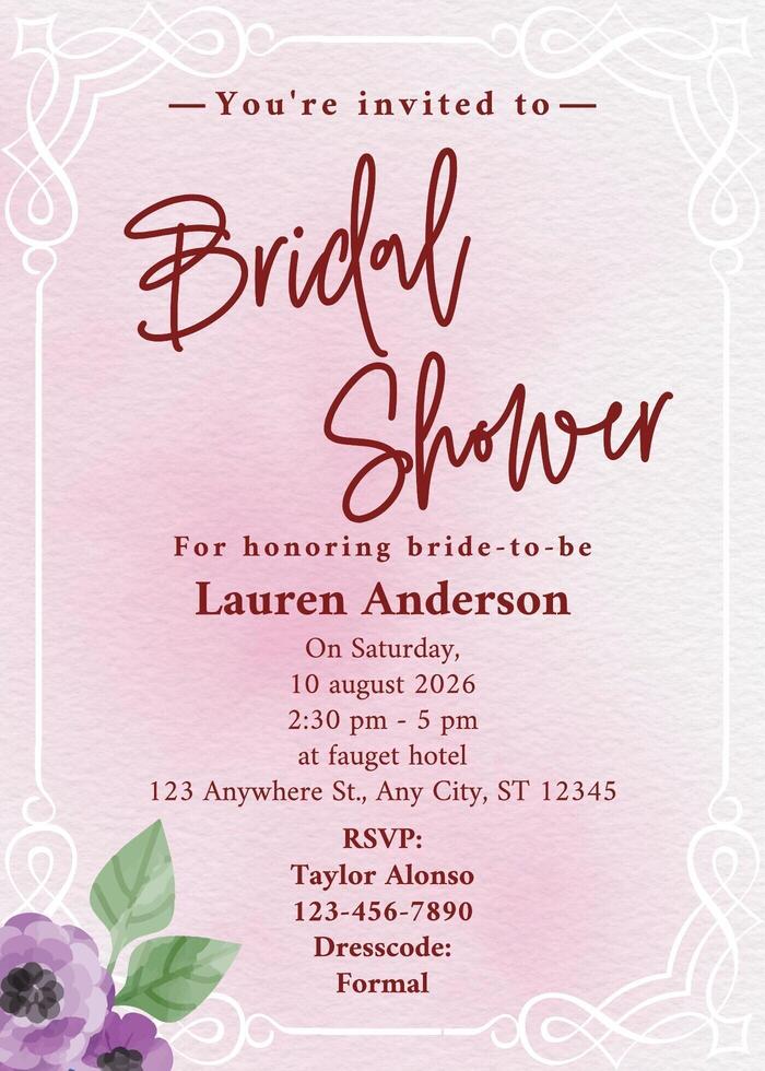 Bridal Shower Greeting Card Invitation template