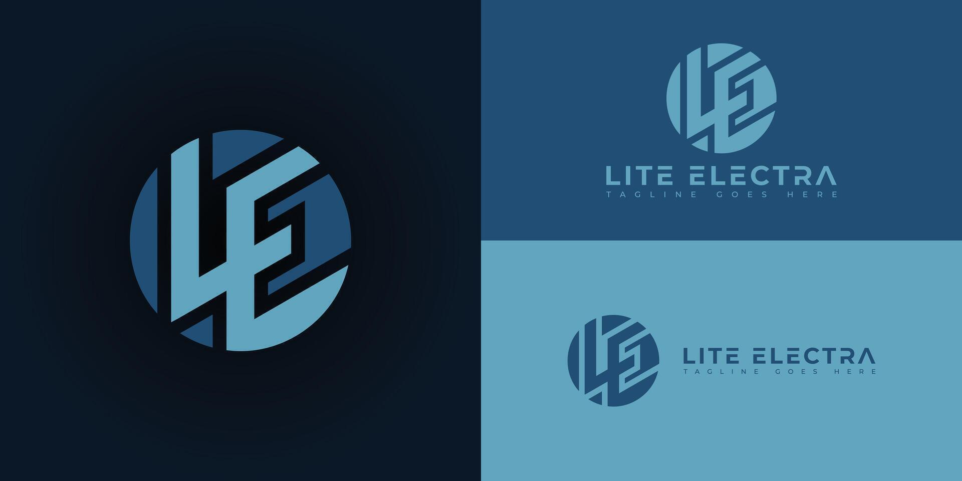 Abstract initial circle letter LE or EL logo in multiple blue colors isolated on multiple background colors. The logo is suitable for electrician service company logo icons to design inspiration vector