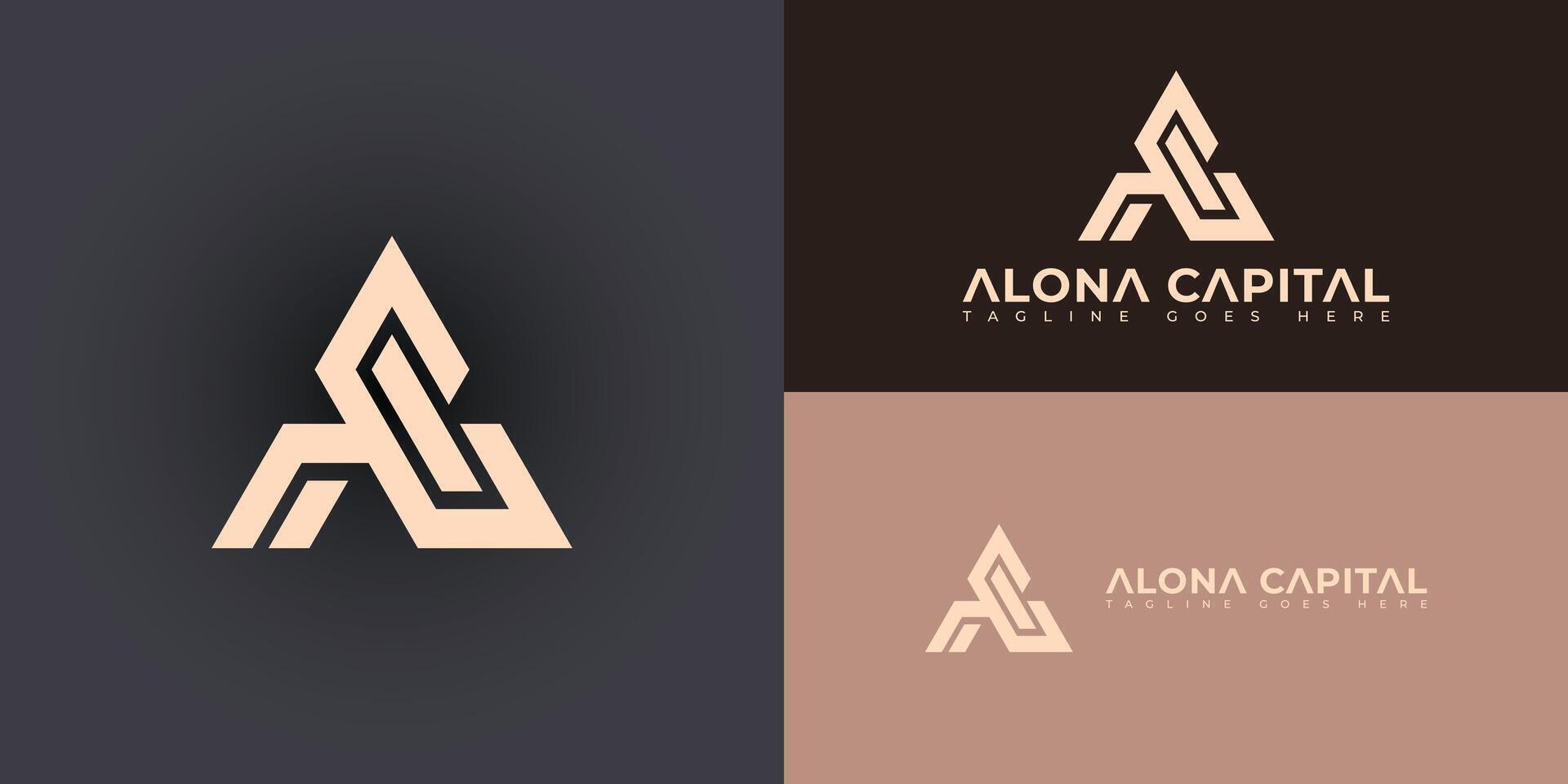 Abstract initial letter AC or CA logo in soft gold colors isolated on multiple background colors. The logo is suitable for business and consulting company logo icons to design inspiration templates. vector