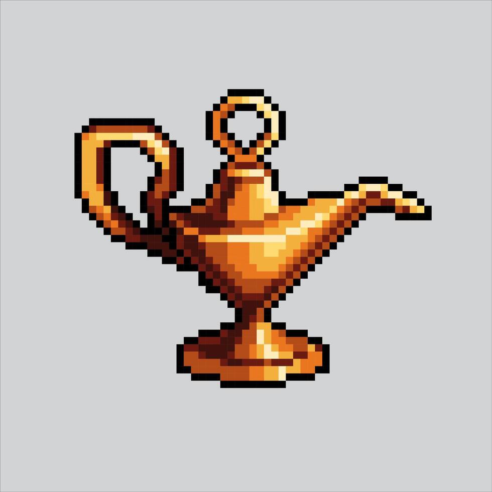 píxel Arte ilustración magia lámpara. pixelado árabe lámpara. árabe magia lámpara pixelado para el píxel Arte juego y icono para sitio web y juego. antiguo colegio retro vector