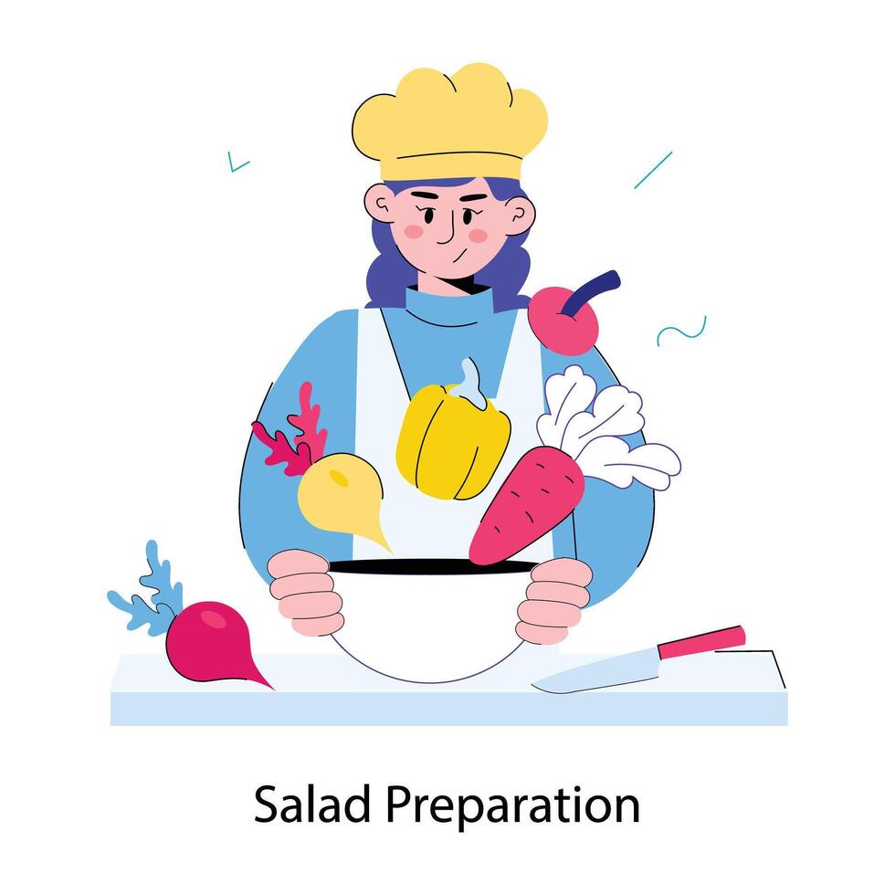 Trendy Salad Preparation vector