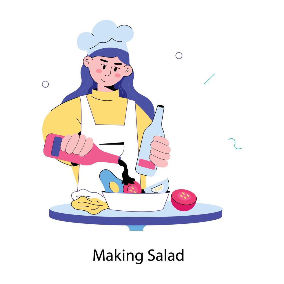 de moda haciendo ensalada vector