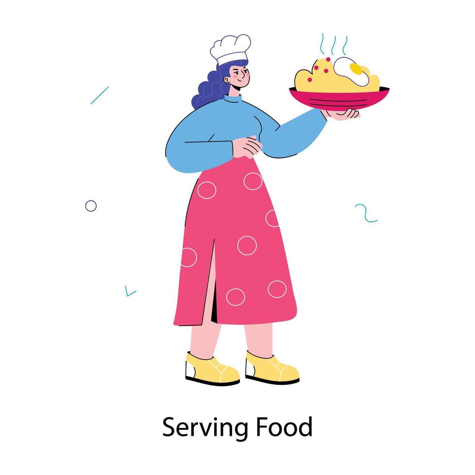 Trendy Serving Food vector