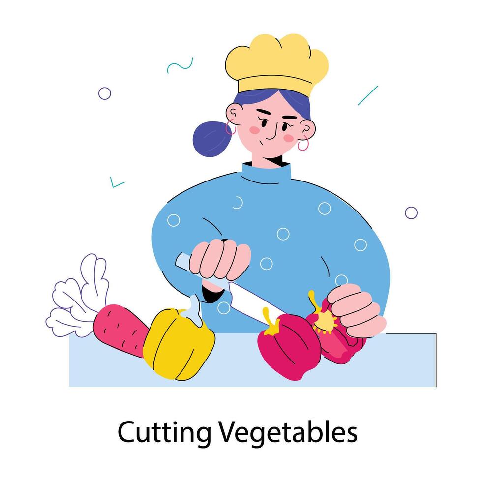 Trendy Cutting Vegetables vector