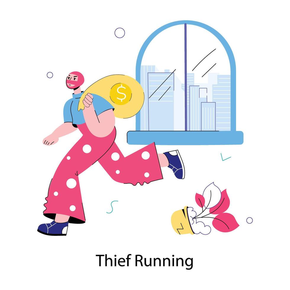 Trendy Thief Running vector