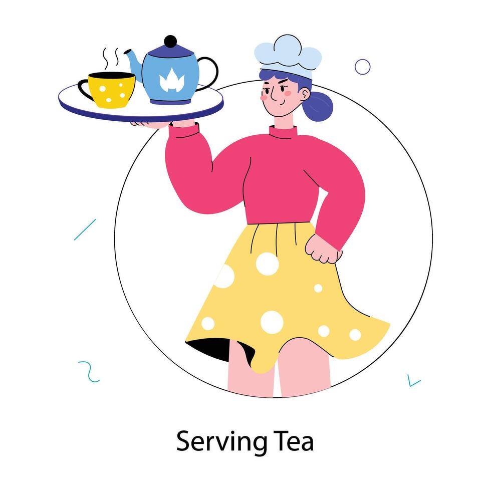 Trendy Serving Tea vector