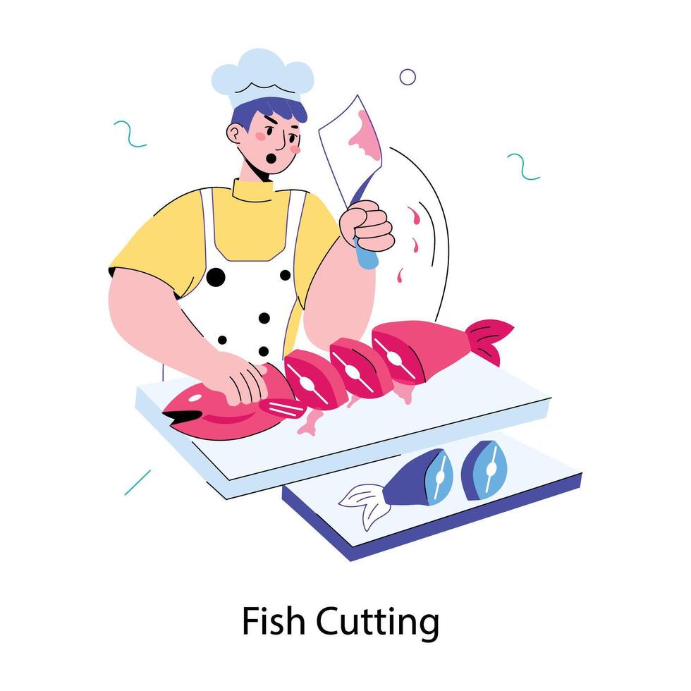 Trendy Fish Cutting vector
