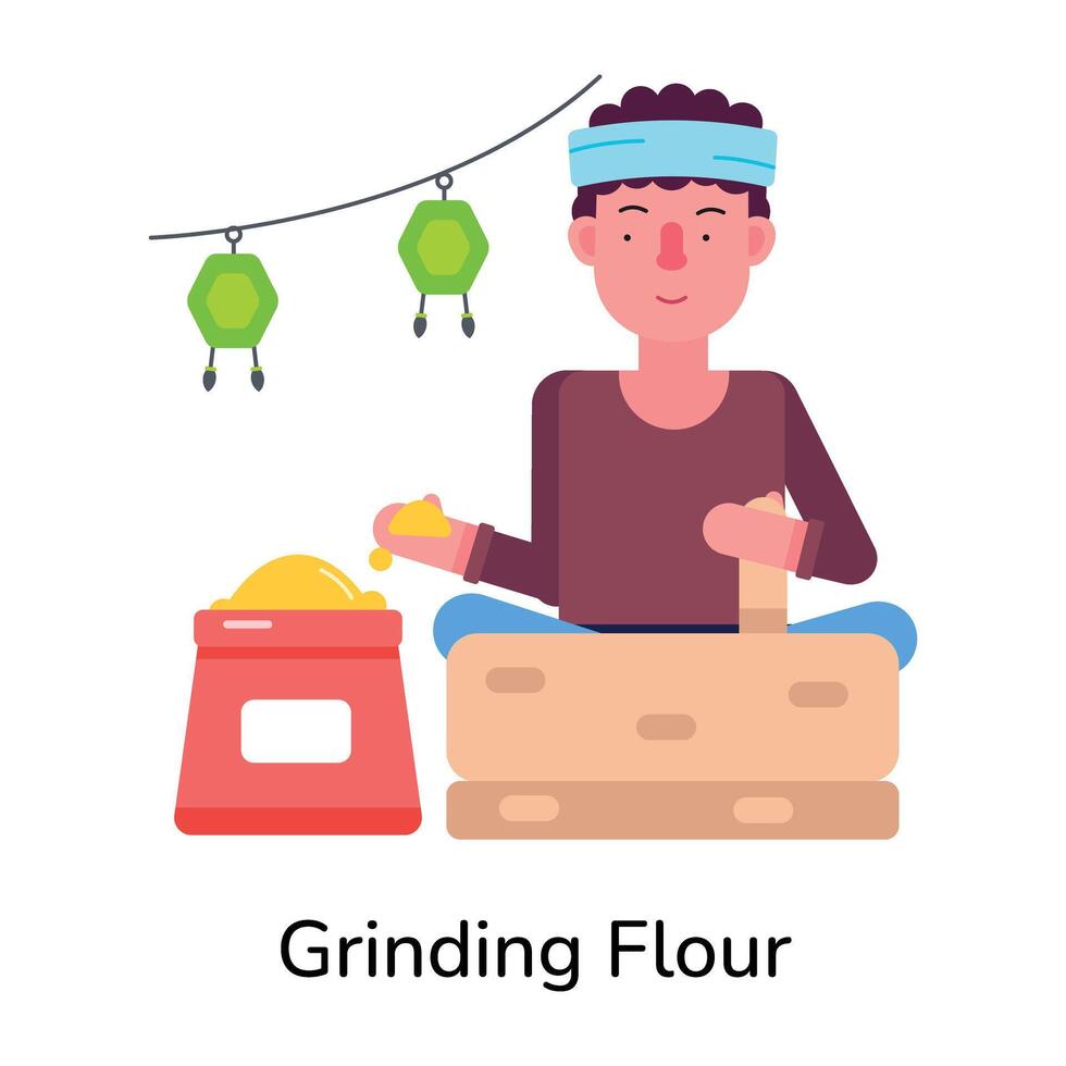Trendy Grinding Flour vector
