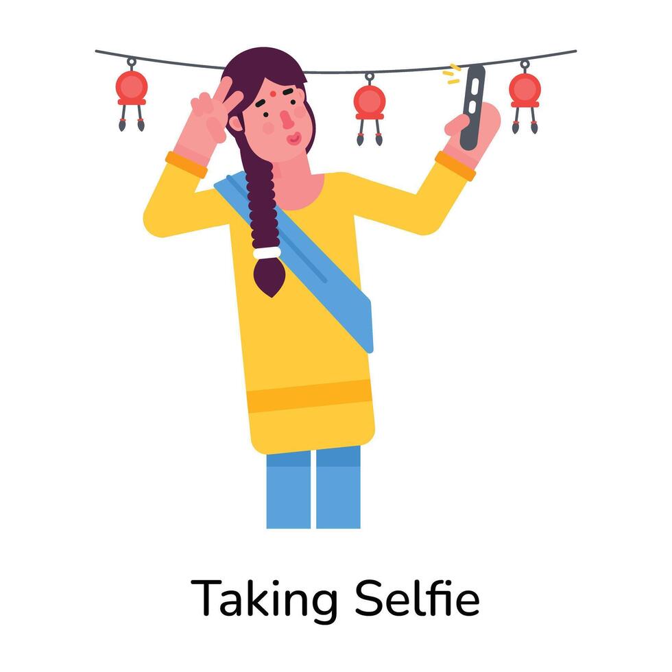 Trendy Taking Selfie vector