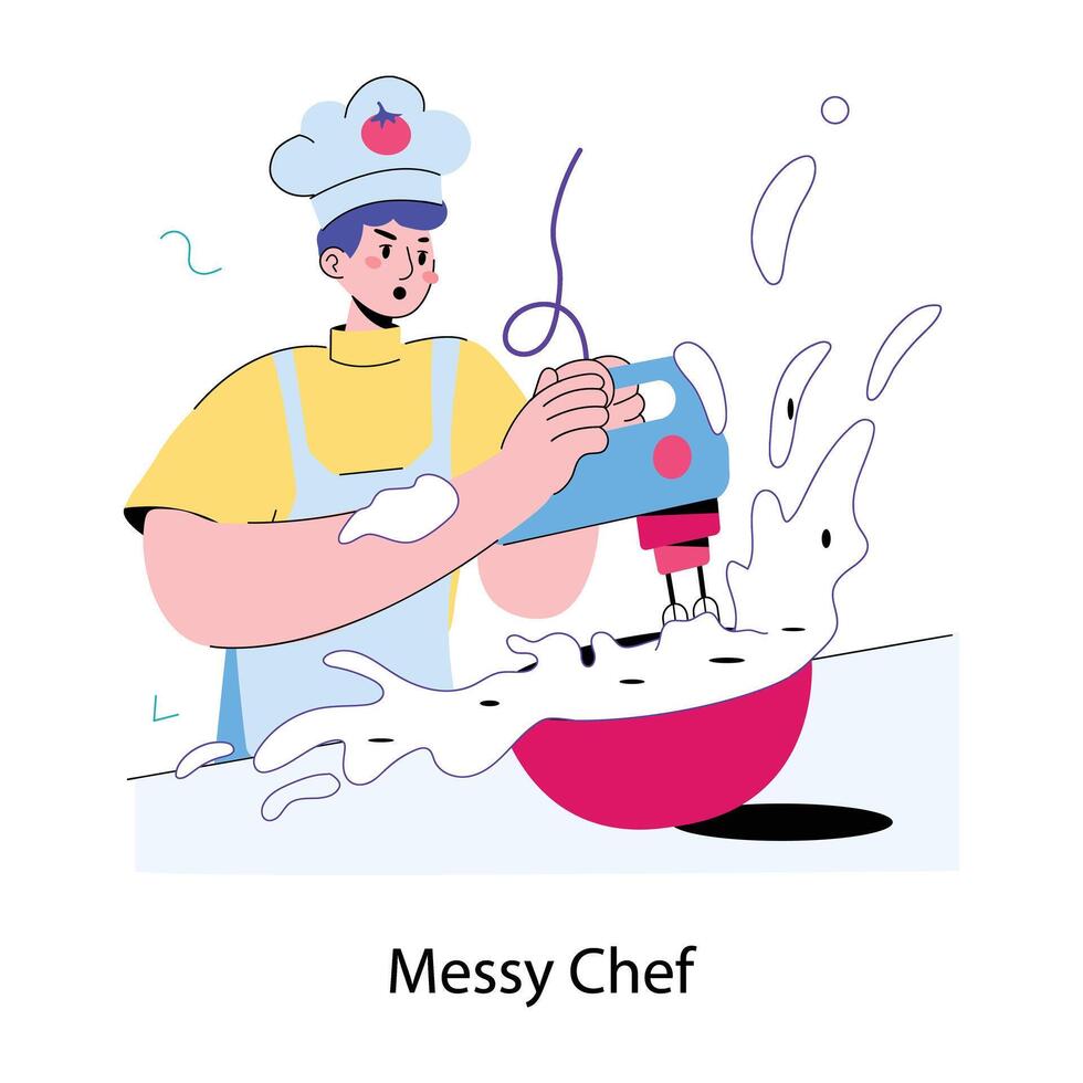 Trendy Messy Chef vector