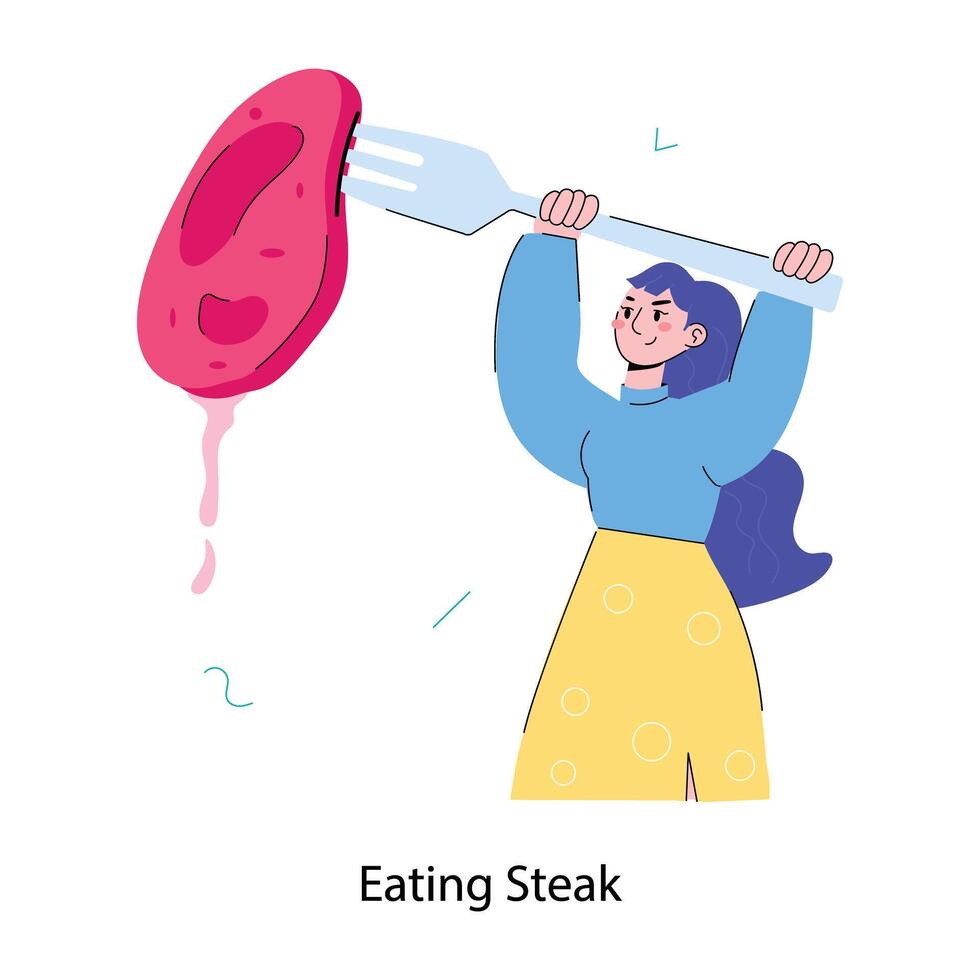 Trendy Eating Steak vector