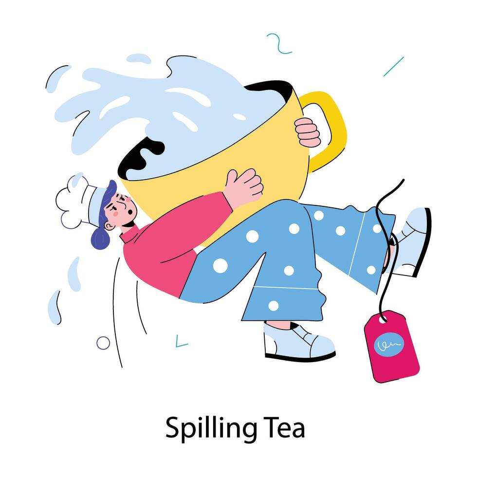 Trendy Spilling Tea vector