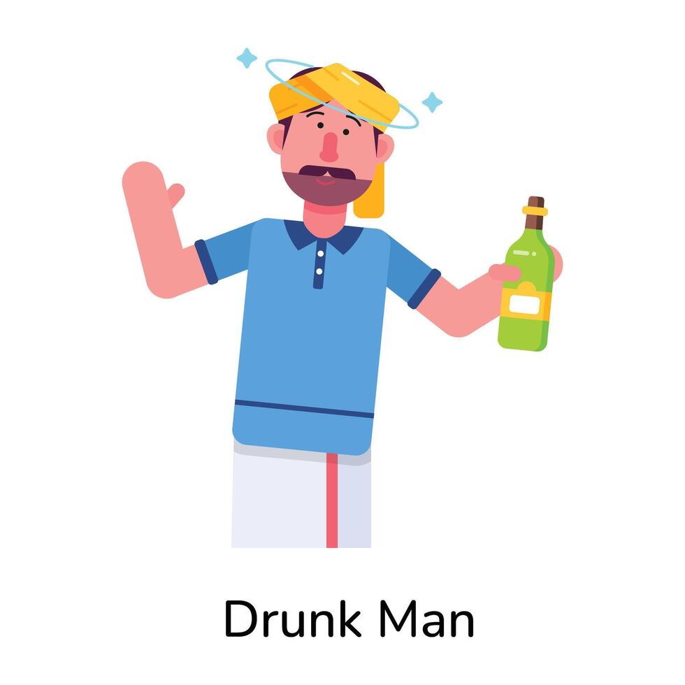 Trendy Drunk Man vector