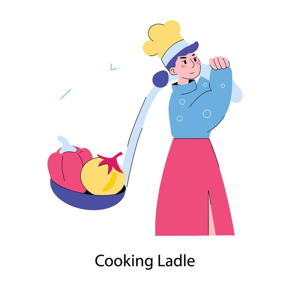 Trendy Cooking Ladle vector