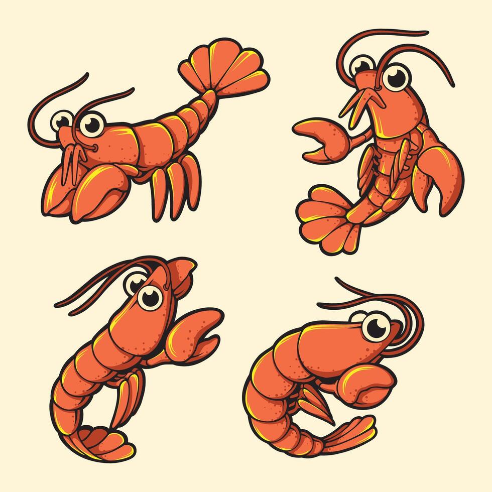 cartoon lobster illustration vector